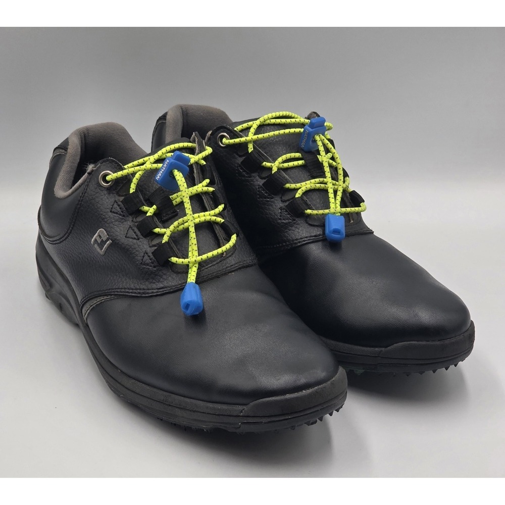 FootJoy 45538 Men's 11M Black Leather Golf Shoes Spiked Waterproof